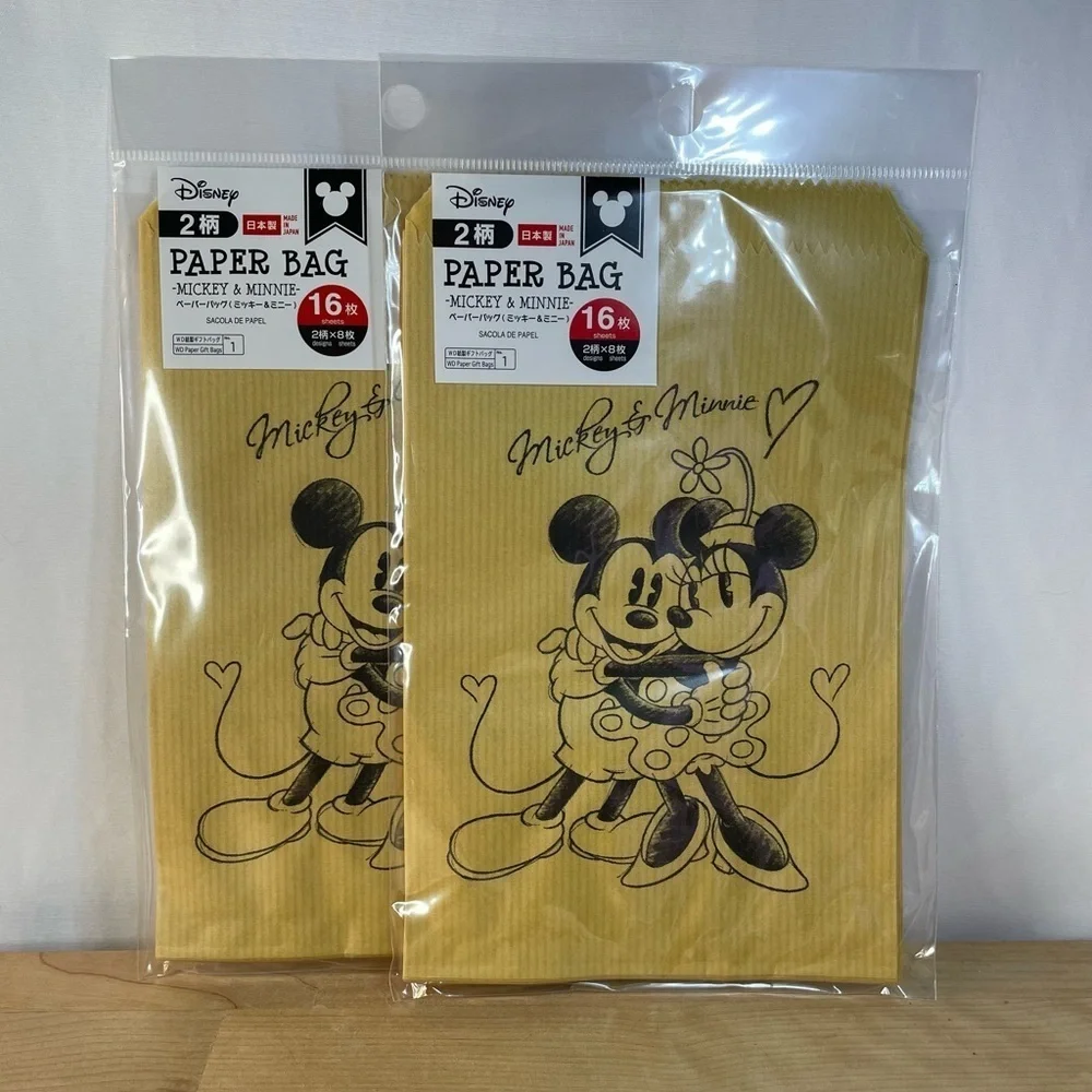 2 packages of Disney Mickey & Minnie Paper Bags - Tan (32 bags in all)